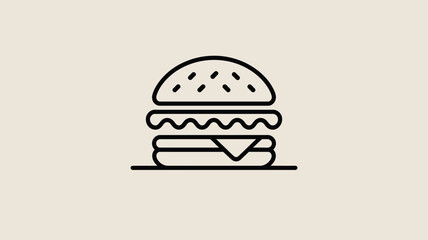 Minimalist Burger Icon Illustration on Beige Background for Food Concepts