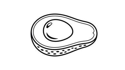 Avocado half outline illustration black and white vector drawing
