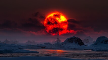 Dramatic Winter Solstice Sunrise Over Icy Landscape