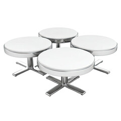 Elegant Modern White Tables Set Isolated On White Background