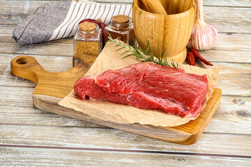 Raw beef flesh for cooking