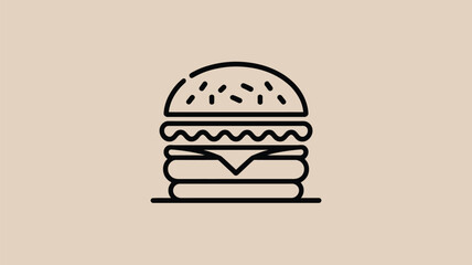 Simple Line Art Drawing of a Delicious Hamburger