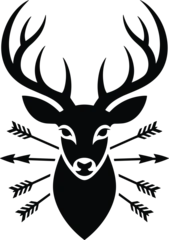 Ingelijste posters Silhouette of a deer head with arrows suitable for logo design and branding purposes © Md Masud Rana