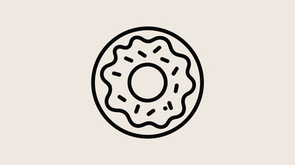 Simple Black Line Art Donut