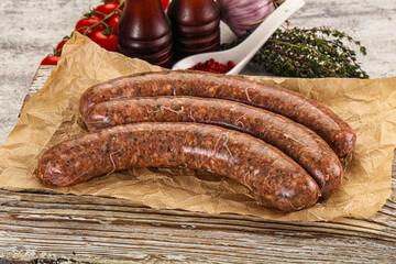 Raw beef and lamb sausages