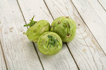 Raw fresh organic kohlrabi cabbage