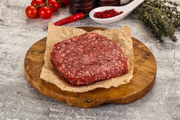 Raw beef burger cutlet for grill