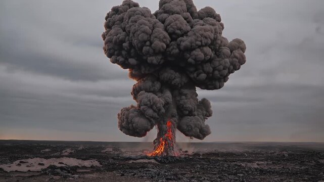 dramatic explosion rendered in ultra high resolution showing a powerful burst of fire and energy with realistic motion for cinematic or action scenes isolated on alpha channel for easy integration