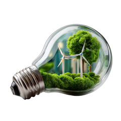 Innovative light bulb design showcasing renewable energy concepts and nature in harmony with modern technology
