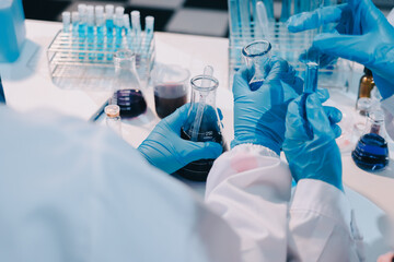 Modern Empty Science Laboratory With Microscopes, Test Tubes And Other Laboratory Equipments