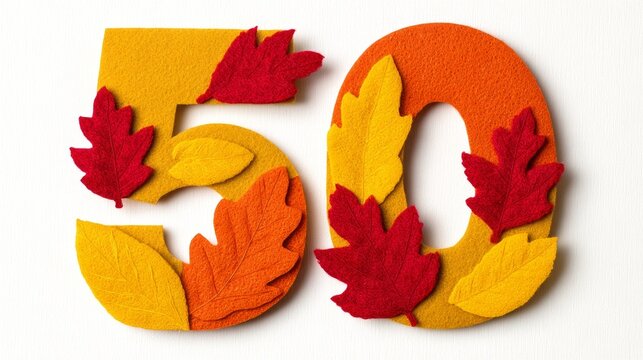 The number fifty is made out of leaves