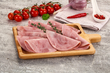 Sliced pork ham sausages slices