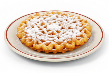 Flat Color Clipart of a Powdered Sugar Funnel Cake