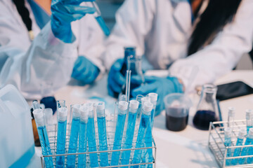 Modern Empty Science Laboratory With Microscopes, Test Tubes And Other Laboratory Equipments
