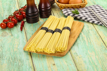 Raw dry uncooked egg noodles