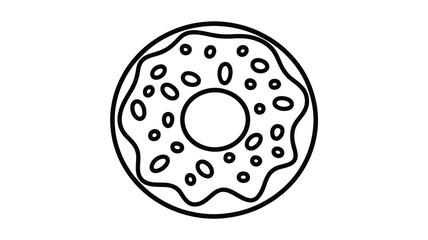 Outline of a donut with sprinkles and icing isolated on white