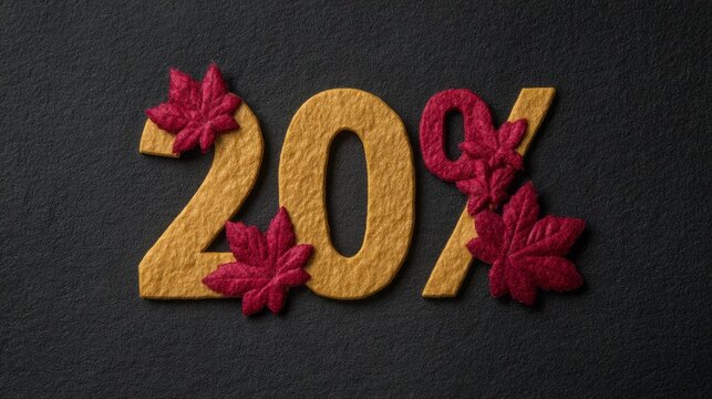 A black background with a gold and red 20% sign