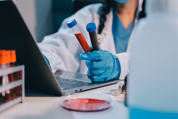 Modern Empty Science Laboratory With Microscopes, Test Tubes And Other Laboratory Equipments