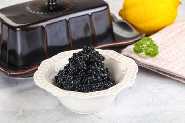 black sturgeon caviar in the bowl