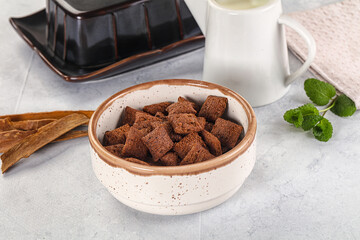 Dry sweet chocolate ceral flakes