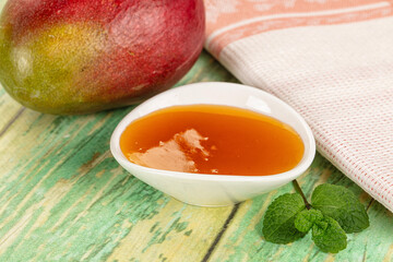 Sweet dessert orange mango puree