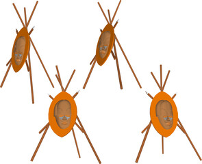 Vector sketch illustration of tribal tribal camp decoration ornament design