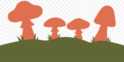 set of mushroom icon fungi silhouette symbols. Mushrooms vector silhouette on Transparent Background. EPS 10.