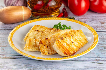 Greek traditional grilled halloumi cheese