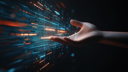 Digital hand holding data stream