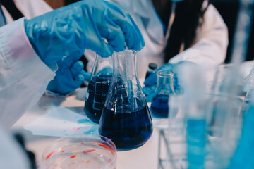 Modern Empty Science Laboratory With Microscopes, Test Tubes And Other Laboratory Equipments