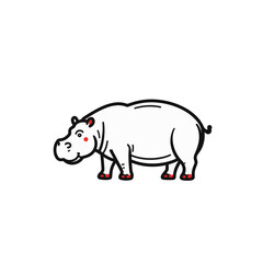 Obraz premium Minimalist hippo illustration with red accents on white background, creativity