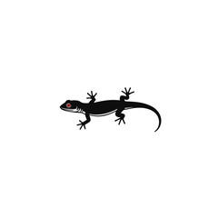 Fototapeta premium Lizard in black and white minimalist style with red accent, simplicity
