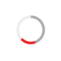 Minimalist loading icon with red accent on white background, digital design
