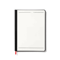 Minimalist black and white notebook with red accent, clean design