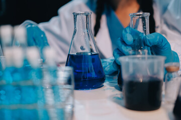 Modern Empty Science Laboratory With Microscopes, Test Tubes And Other Laboratory Equipments