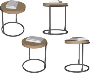 vector sketch illustration of modern minimalist bed table design