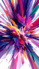Fototapeta premium Abstract design with vibrant, geometric shapes radiating outward.