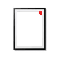 Minimalist black and white picture frame with red accent, modern decor