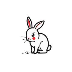 Obraz premium Cute rabbit in minimalist style with red accents, playful elegance