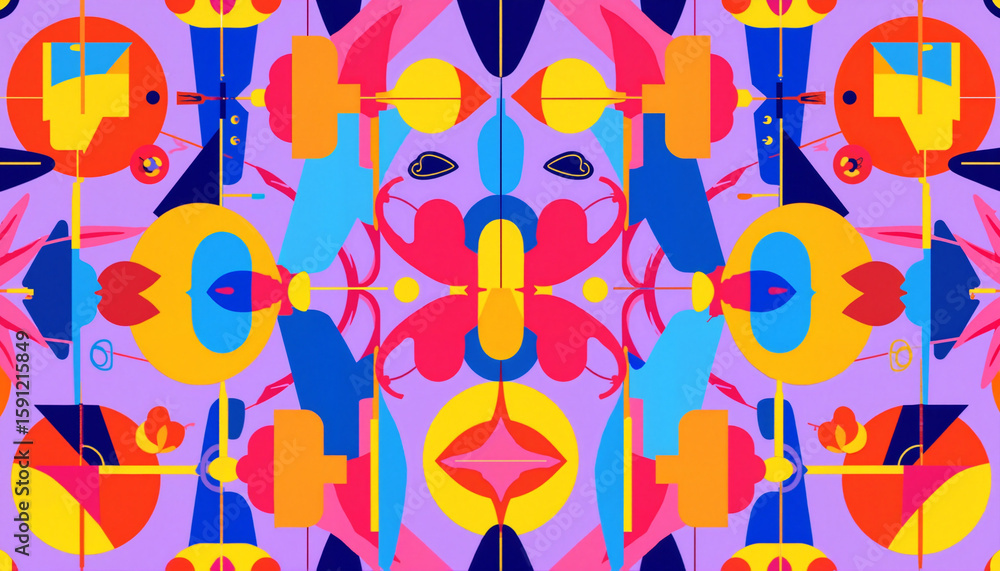 Poster colorful abstract pattern with shapes and vibrant design elements