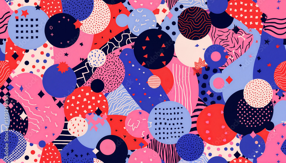 Poster colorful abstract patterns with circles and shapes in vibrant tones