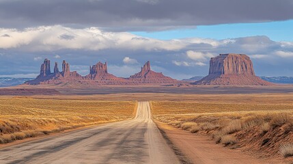 Desert road leading to buttes (1)