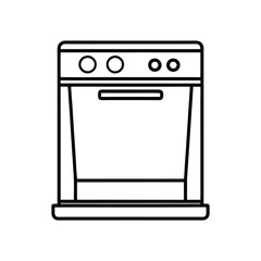Vector Illustration of a Dishwasher Outline for Kitchen Appliance Concept Isolated on White Background
