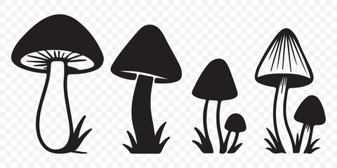 Mushrooms silhouette ,mushrooms symbol vector icon illustration on Transparent Background. EPS 10.