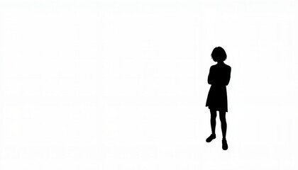 Obraz premium Silhouette of woman standing with arms crossed on plain background 