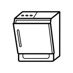 Vector Illustration of a Dishwasher Outline for Kitchen Appliance Concept Isolated on White Background
