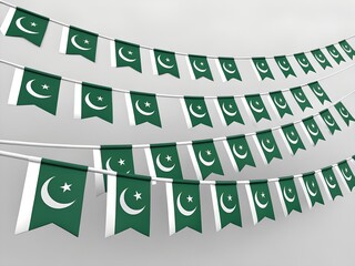 Pakistan Independence Day Bunting: Festive bunting featuring Pakistan national flag, symbolizing nation's freedom and spirit of celebration.