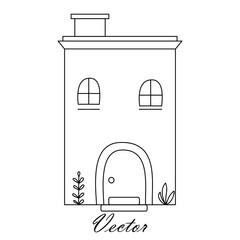 Modern Minimalist House Line Art  Hand Drawn Home Outline Illustration
