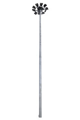 High mast street lamp, Lighting Pole tower, Post top floodlight isolated on white background