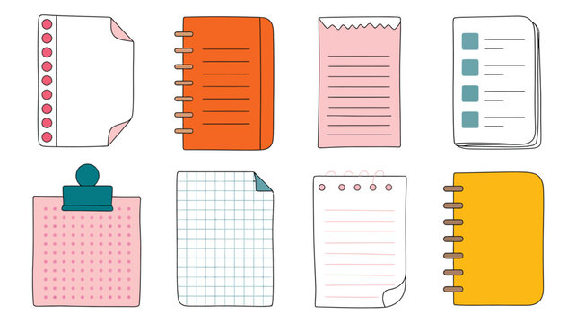 Cute Notebooks and Paper Sheets Seamless Pattern Hand Drawn Style